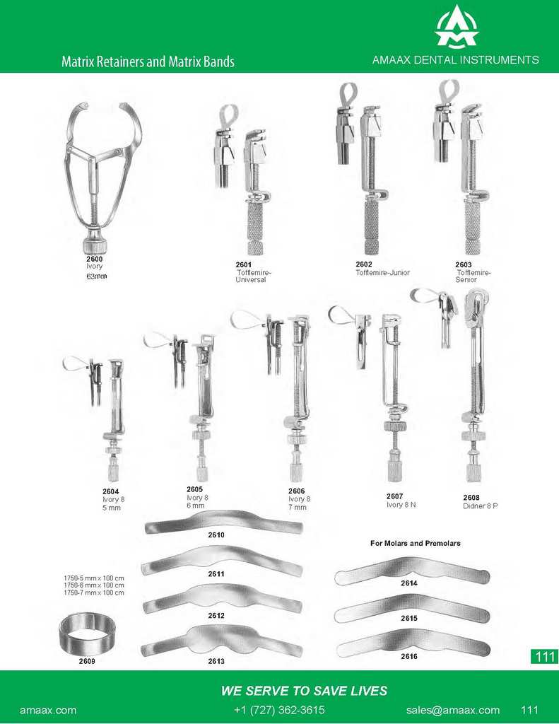 D111 Matrix retainers and matrix bands ivory tofflemie-universal juior senior