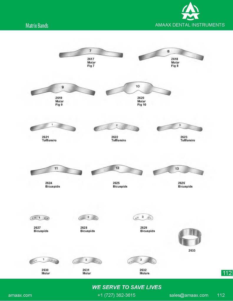 D112 Matrix bands Molar tofflemire bicuspids