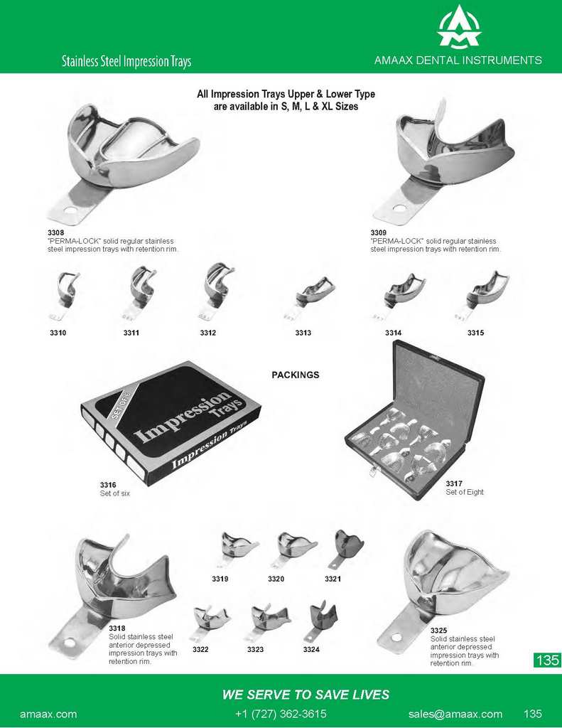 D135 Stainless steel impression trays perma-lock solid