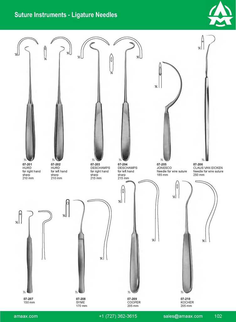 G102 Suture Instruments Reverdin Needles Hurd Deschamps Jonesco Claus Van Icken Syme Cooper Kocher